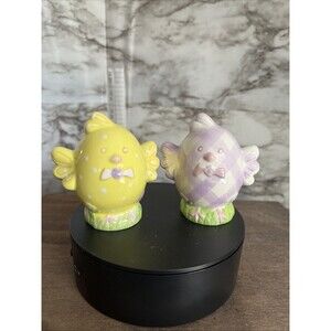 Easter Salt & Pepper Shakers Set Yellow Chick White Purple Chick Spring Chickens